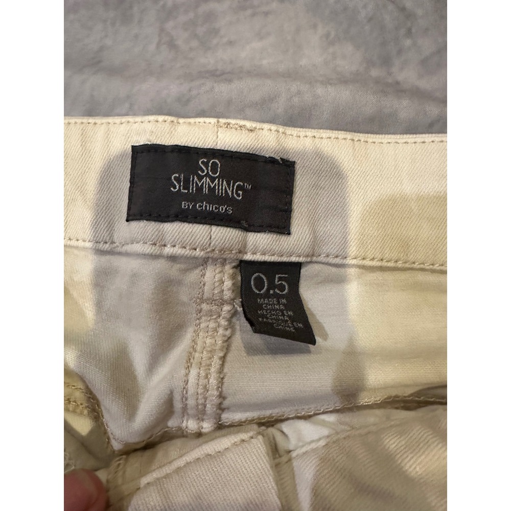 Chicos So Slimming Marble Tie Dye Slim Leg Jeans Cream Tan Womens Size 0.5 S - Picture 4 of 10